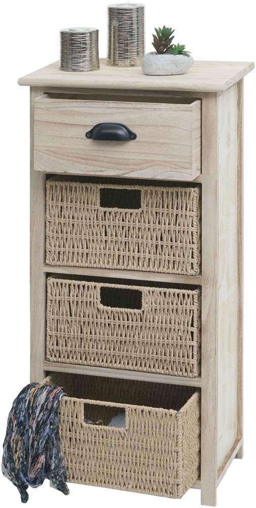 Kommode HWC-K84 mit Körben, Schrank Schubladenschrank, Holz 83x40x29cm ~ natur, Körbe hellbraun Bild 1