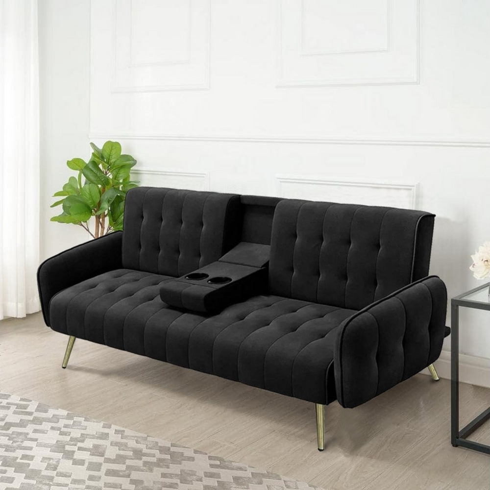 HTI-Living 2-Sitzer Sofa mit Knopfsteppung, Stück 1 Teile, Schlafsofa Zweisitzer klappbare Mittelarmlehne Bild 1
