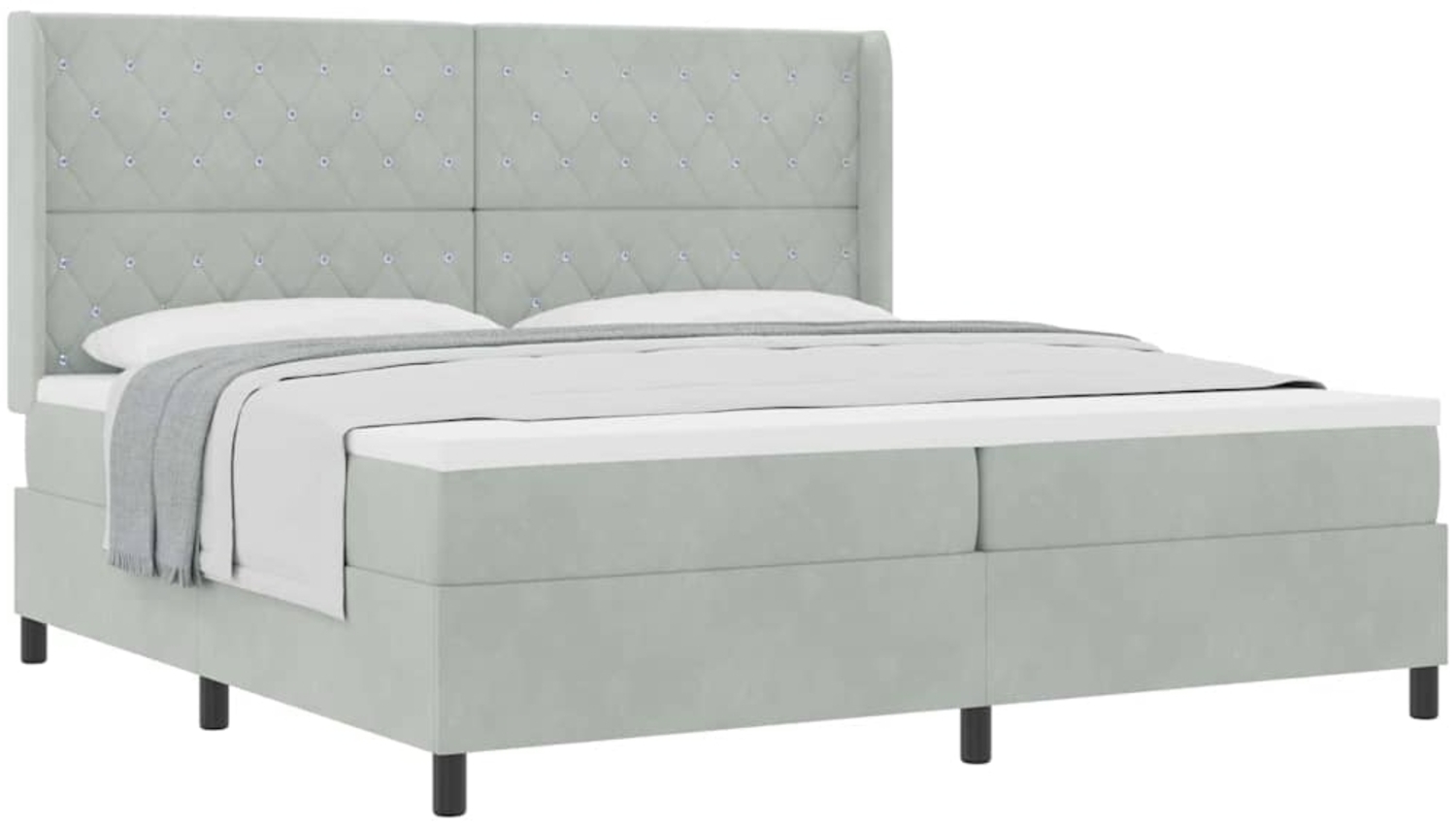 vidaXL Boxspringbett mit Kopfteil Hellgrau 200 x 200 cm Samt 3341972 Bild 1