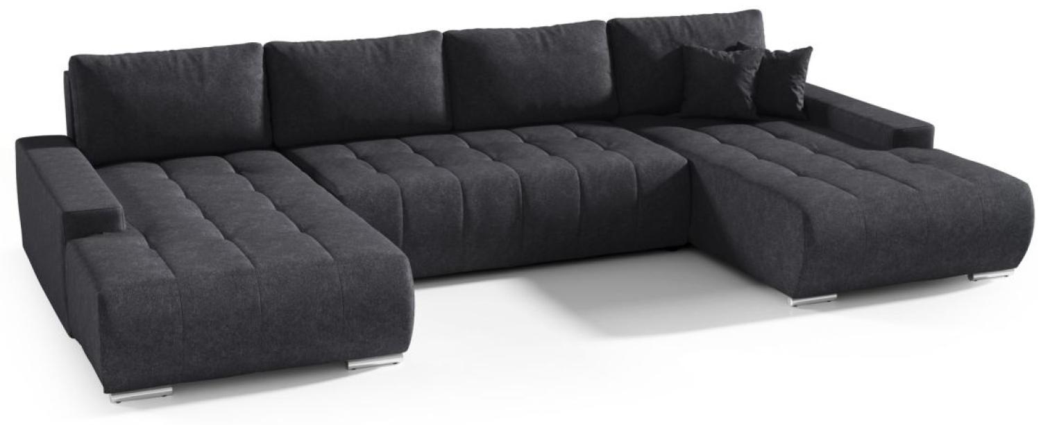 Wohnlandschaft Sofa mit Schlaffunktion VOGAR Stoff Aston Schwarz Bild 1