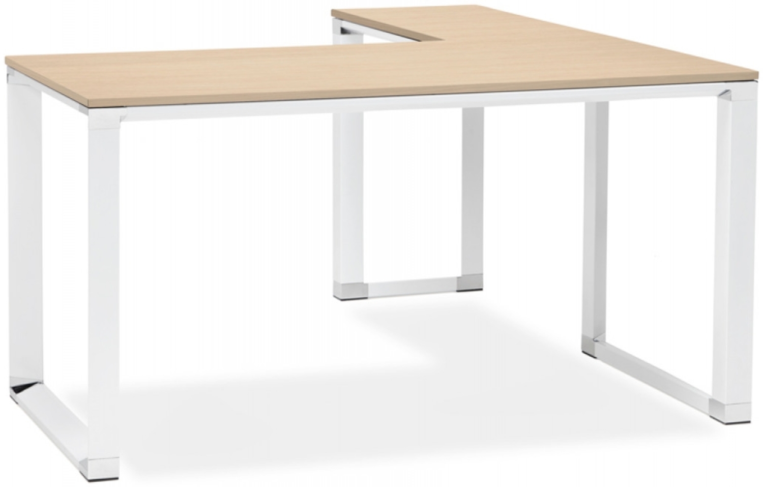 Designer-Eckschreibtisch XLINE | Der Design-Eckschreibtisch „XLINE“ aus Naturholz und weißem Metall (Winkel nach Wahl) – 160 cm – Kadima Design Bild 1