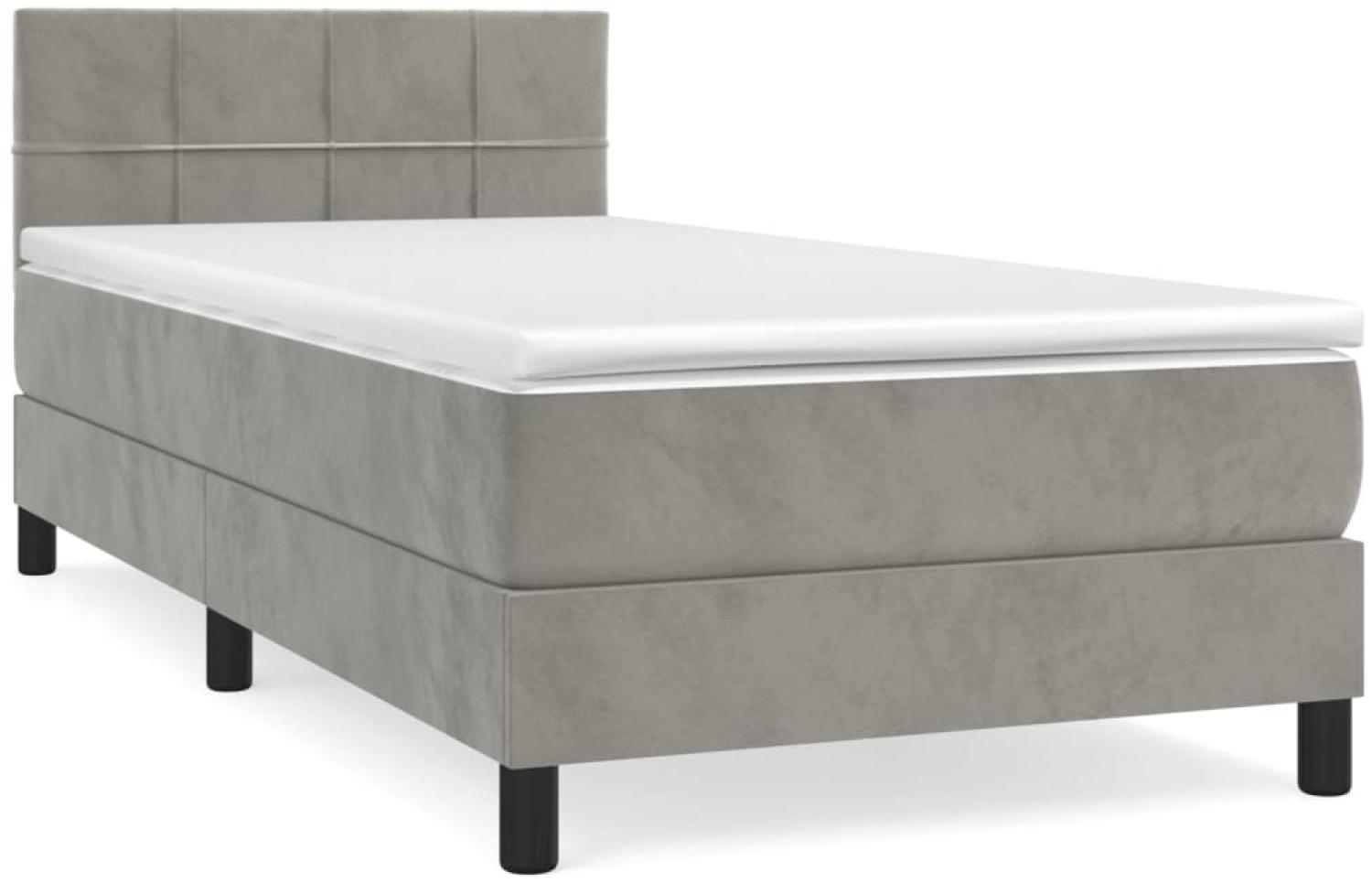 vidaXL Boxspringbett mit Matratze Hellgrau 80x200 cm Samt, Härtegrad: H2 [3141269] Bild 1
