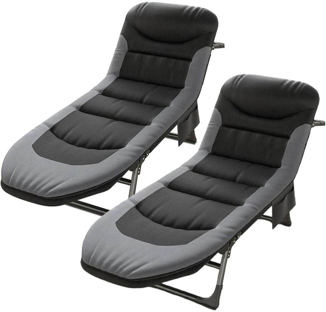 Klappbare Sonnenliege Liegestuhl 6-Fach Verstellbar mit Seitentasche Bild 1