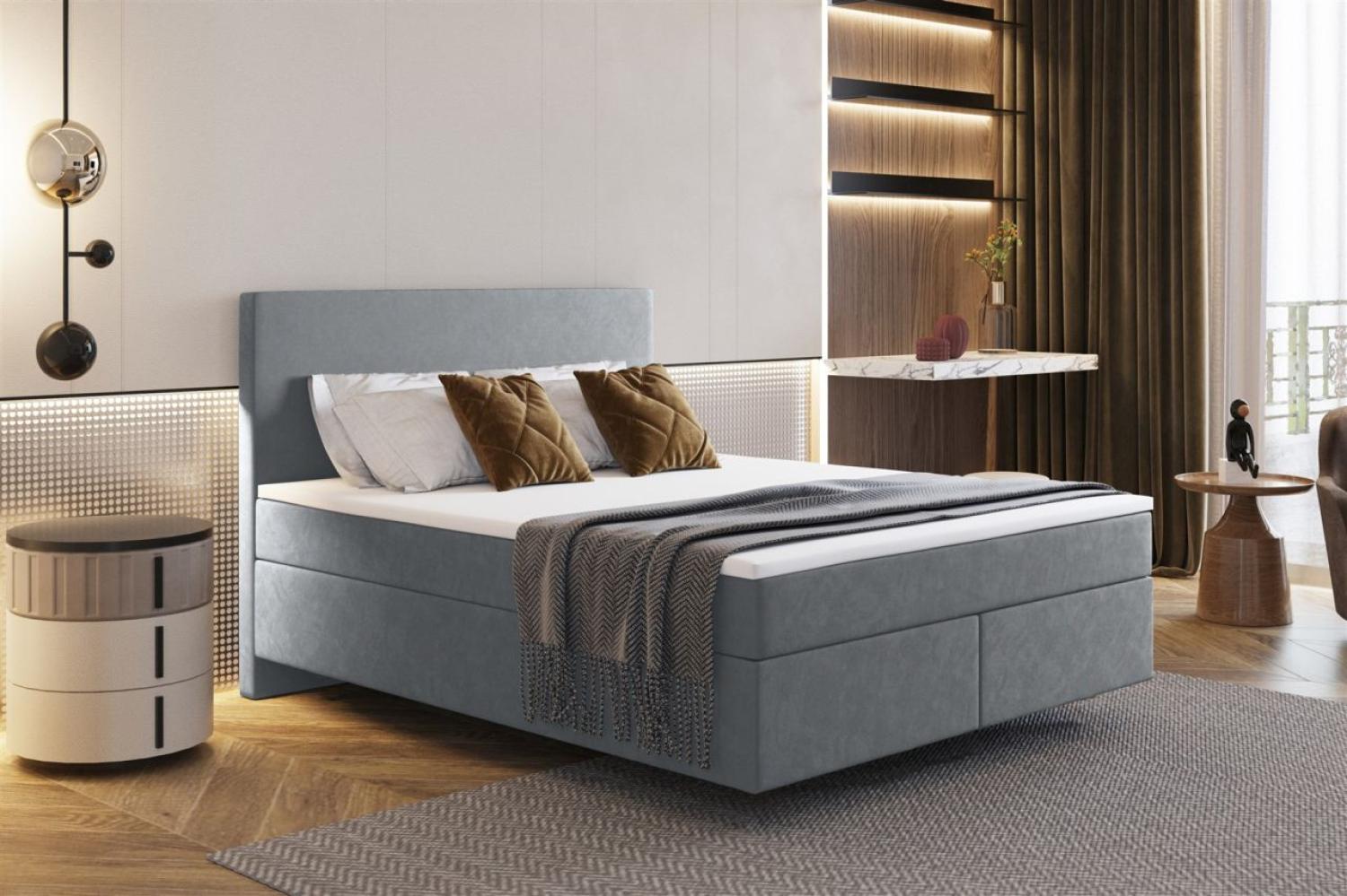 Boxspringbett Schlafzimmerbett ROCIO Nr. 5 Premium 160x200cm in Stoff Grau Bild 1