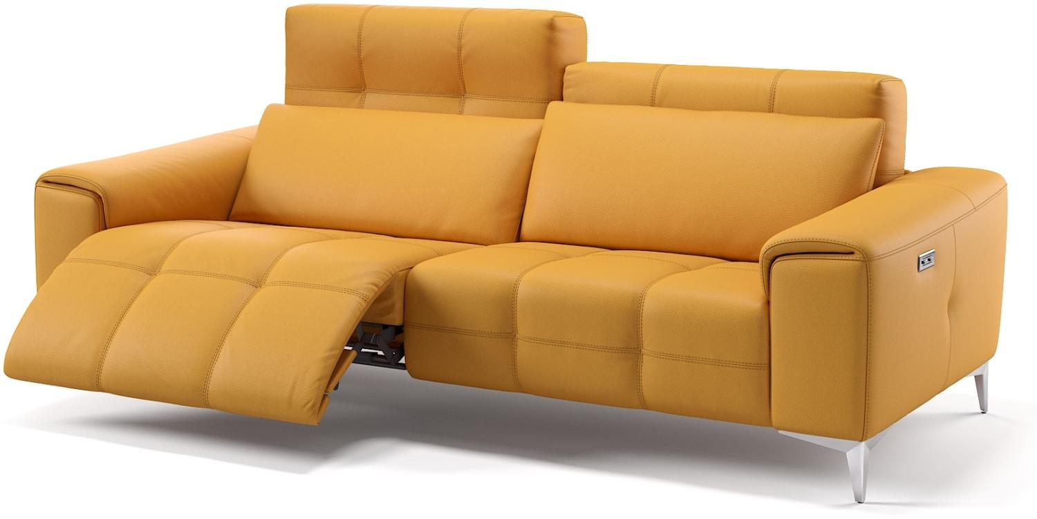 Sofanella Ledercouch SALENTO Sofa 3-Sitzer verstellbar in Gelb XL: 234 Breite x 100 Tiefe Bild 1