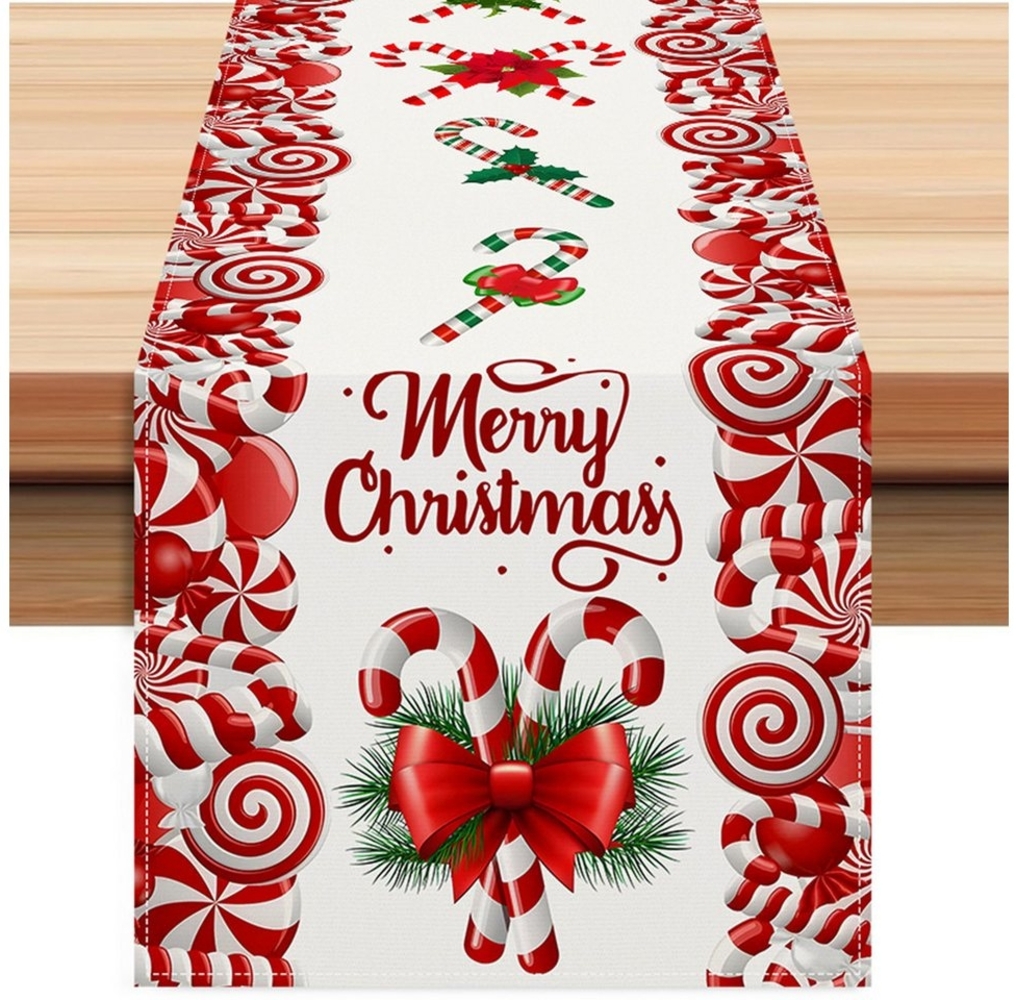 LAPAPRO Tischläufer Weihnachtlicher Leinen Tischläufer Druck, Festliche Tischdekoration Bild 1
