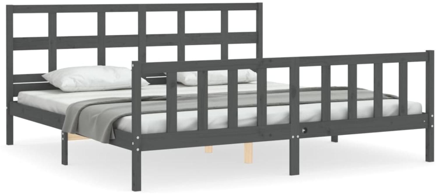 vidaXL Massivholzbett mit Kopfteil Grau 200x200 cm 3193033 Bild 1
