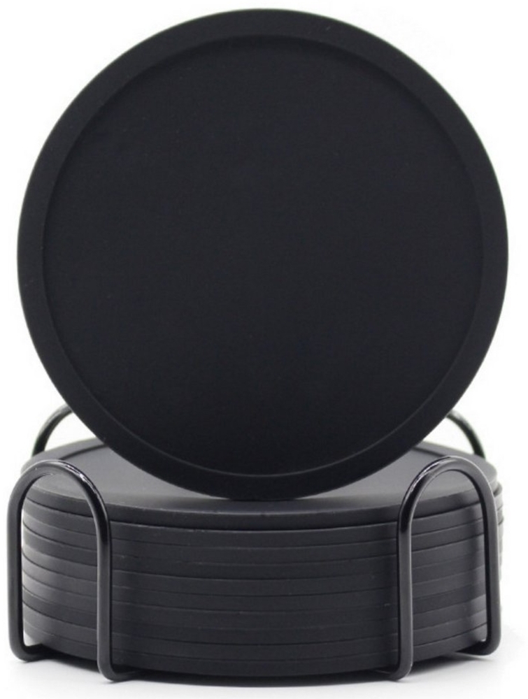 OKWISH Getränkeuntersetzer 12er Gläser Untersetzer Set Glasuntersetzer Tischuntersetzer Rund 10cm, Silikonuntersetzer mit Edelstahl Halter Durchmesser 10 cm aus Silikon, 12-tlg, Rutschfest und Isoliert für Getränke Glas Tassen Bar usw Bild 1