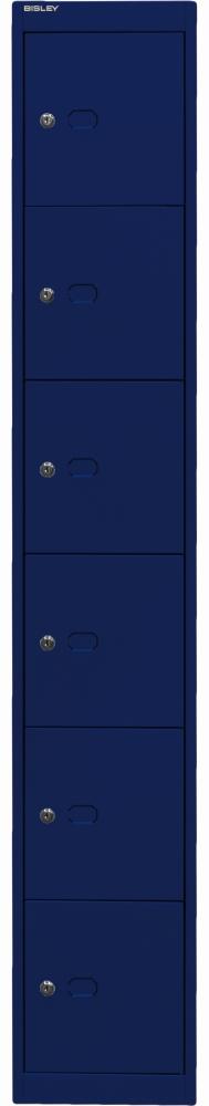 Bisley Schließfachschrank Office, 1 Abteil, 6 Fächer, T 305 mm, Farbe oxfordblau Bild 1