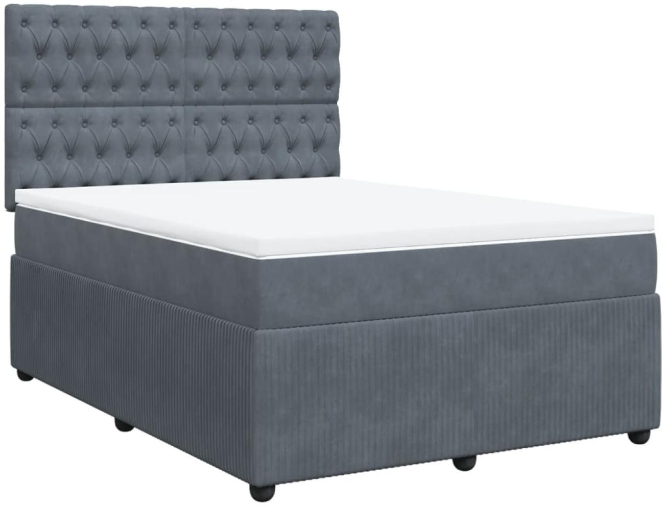 vidaXL Boxspringbett mit Matratze Dunkelgrau 140x200 cm Samt 3292365 Bild 1
