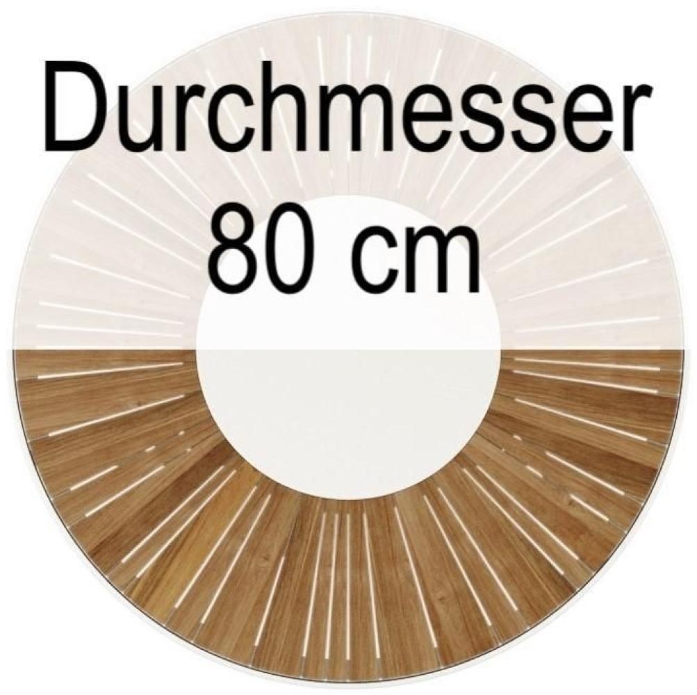 Essgruppe Alserio Designer Tisch + 4 Stühle Endine Teak Edelstahl - Tischplatte Durchmesser: 80 cm Bild 1