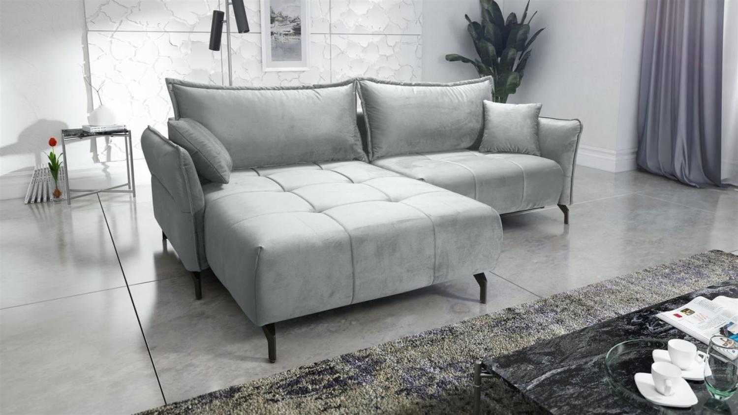 Ecksofa Schlafsofa Sofa VICTORIA Stoff Element Hellgrau Ottomane Links Bild 1