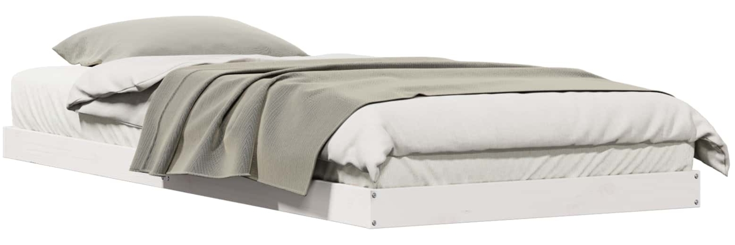 vidaXL Bodenbettrahmen Weiß 213,5 x 104 x 9 cm Massives Kiefernholz 869749 Bild 1