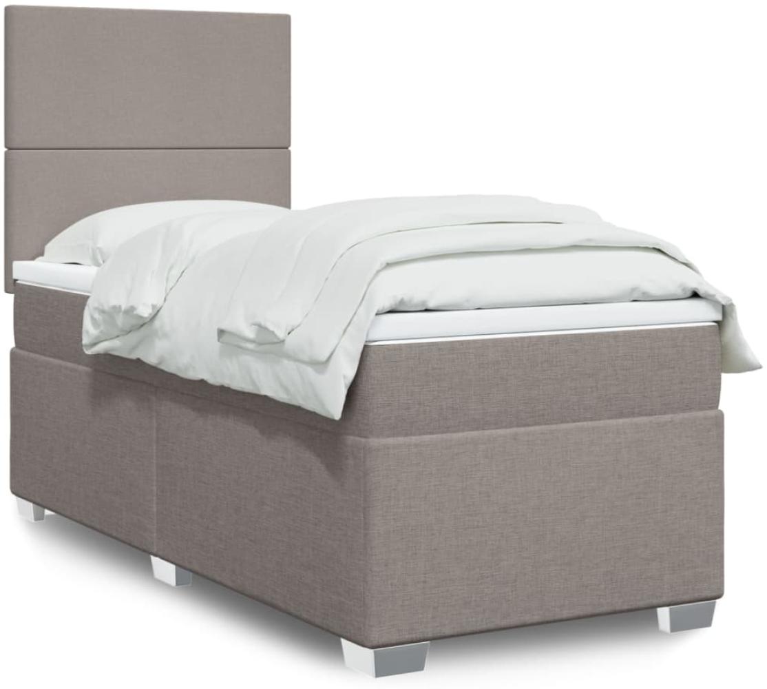 vidaXL Boxspringbett mit Matratze Taupe 100x200 cm Stoff 3292696 Bild 1