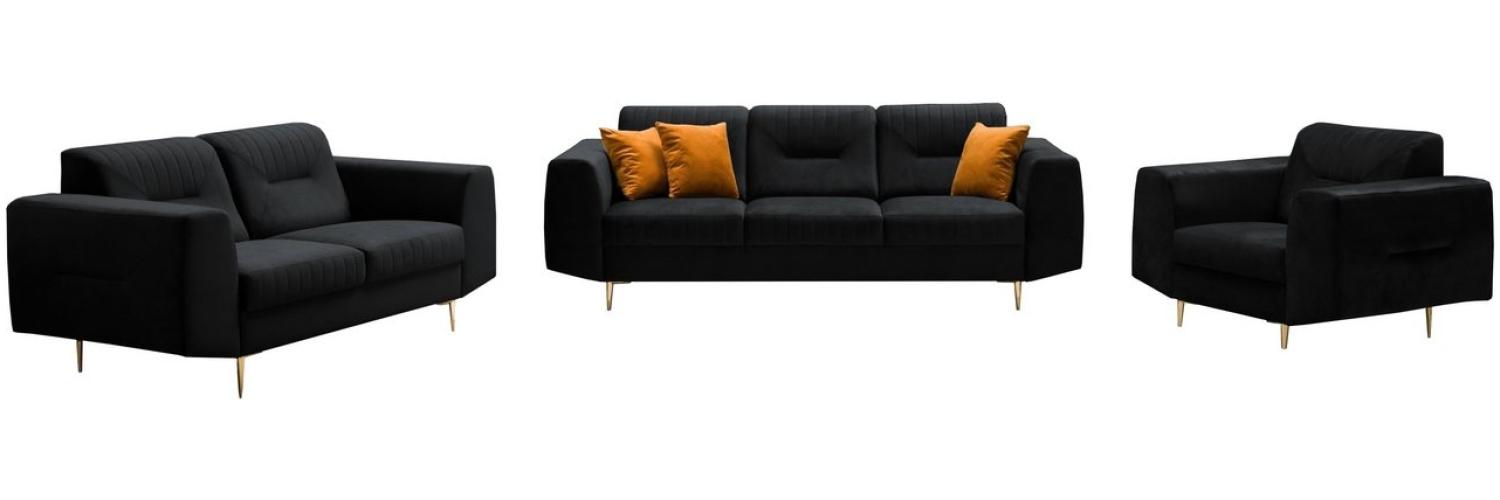 Beautysofa Polstergarnitur VENEZIA Die Lieferung beinhaltet Beiträge zur Wohnung, (Sessel + 2-Sitzer Sofa + 3-Sitzer Sofa im modernes Design), mit Metallbeine, Couchgarnituren aus Velours Bild 1