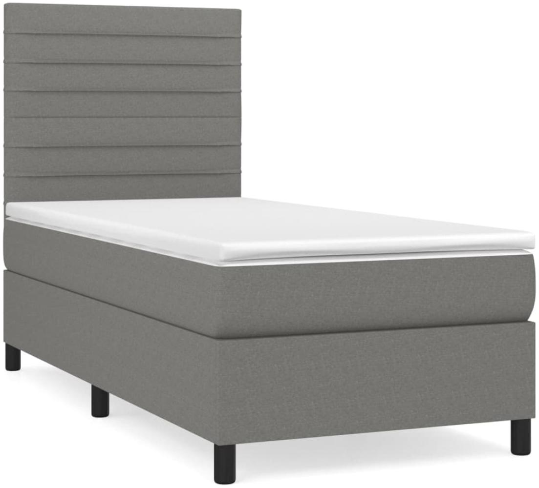 vidaXL Boxspringbett mit Matratze Dunkelgrau 100x200 cm Stoff 3141834 Bild 1