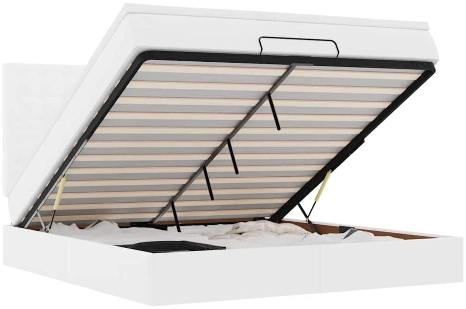 vidaXL Ottoman-Bett mit Matratze & LEDs Weiß 180x200 cm Kunstleder 3313866 Bild 1