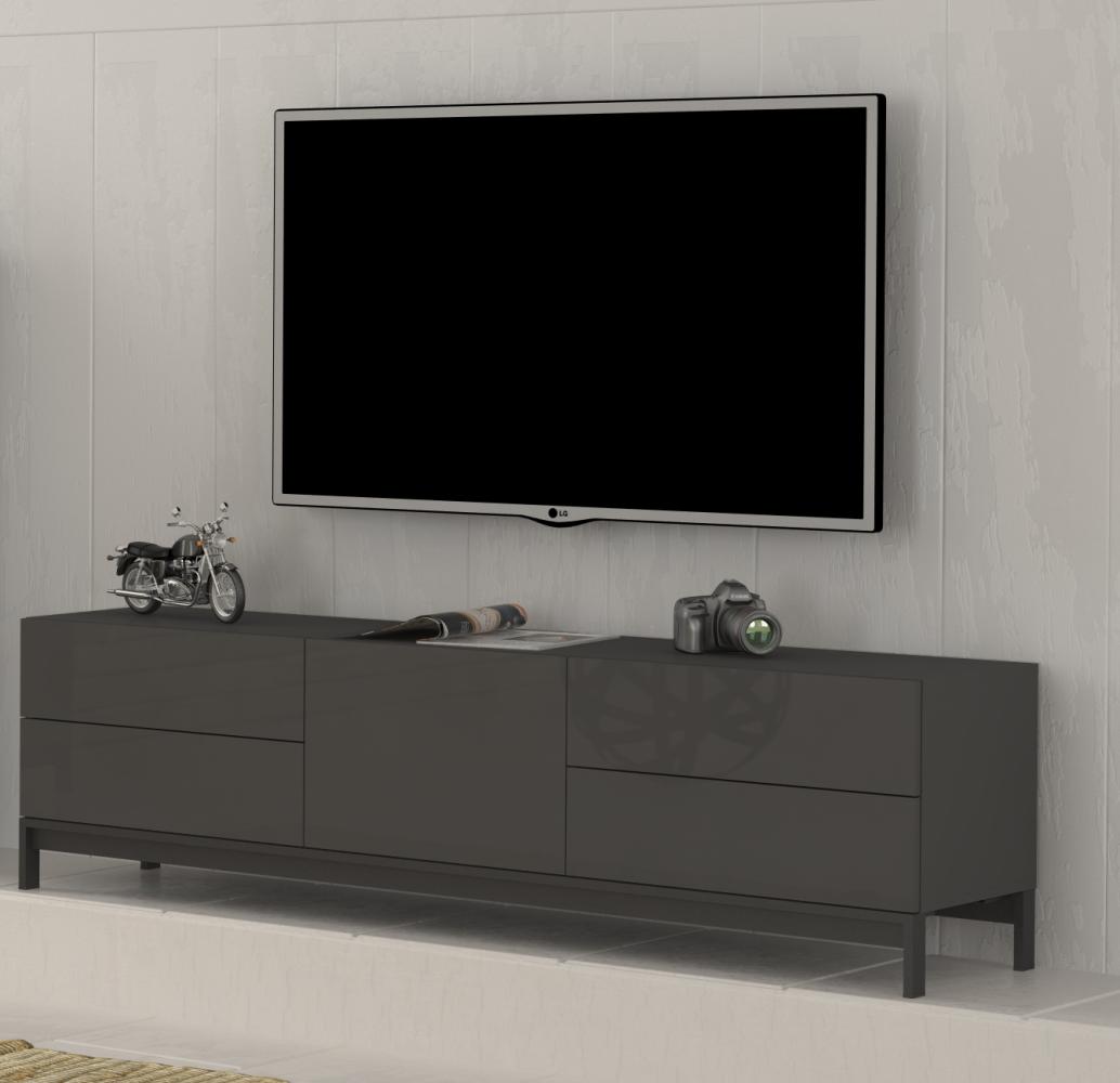TV-Board >Mercogliano< in Anthrazit Hochglanz - 170x47.7x40cm (BxHxT) Bild 1