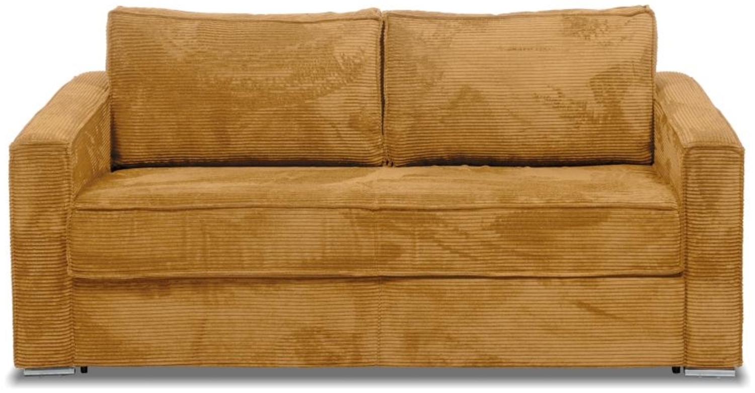 Vente-unique - Schlafsofa mit Matratze 4-Sitzer - Cord - Senfgelb - Liegefläche 160 cm - Matratze 18 cm - LORETO Bild 1