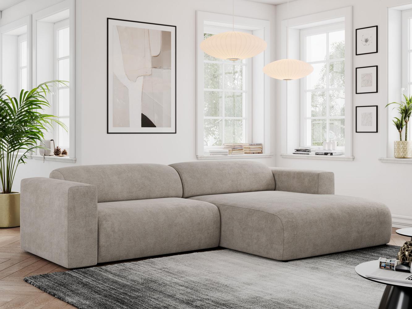 Ecksofa PASADENA, freistehendes Ecksofa, breite Armlehnen, Federsitz - rechts - Beige Stoff Bild 1