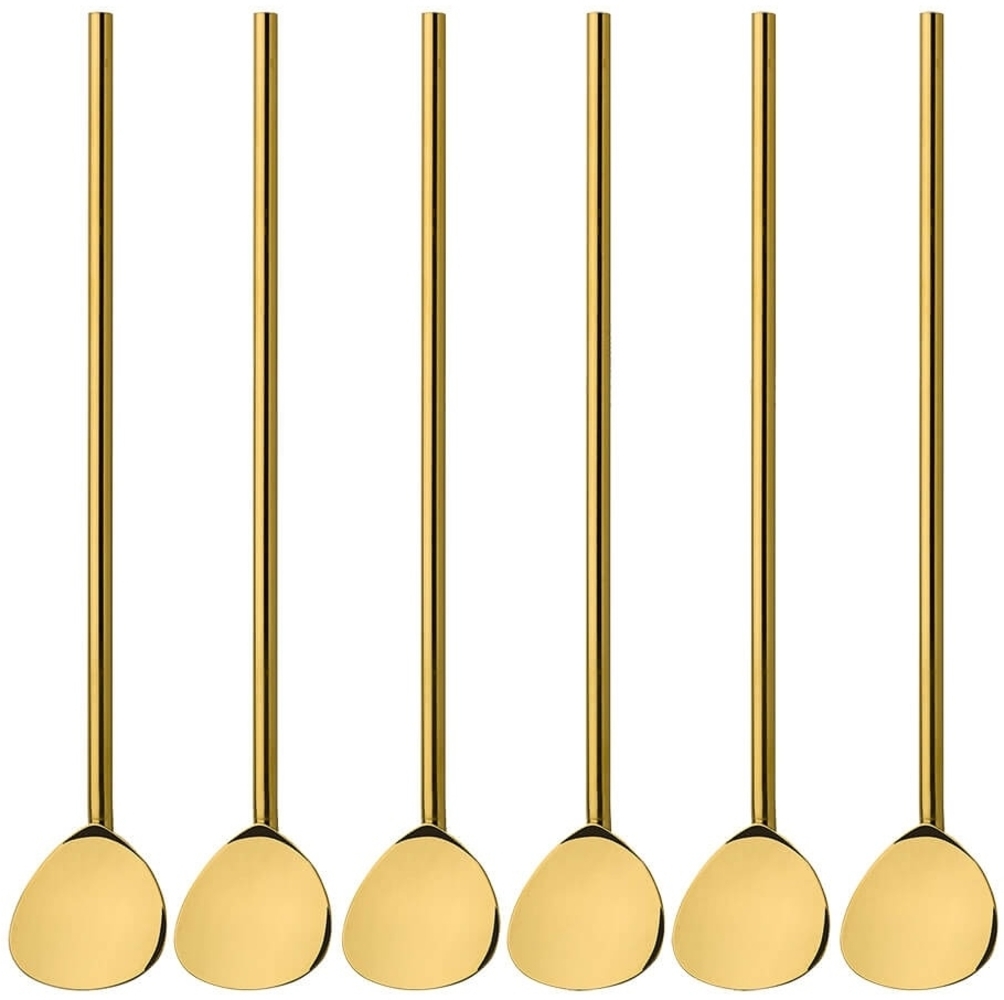 Cocktaillöffel mit Trinkhalm 6er Set, gold Bild 1