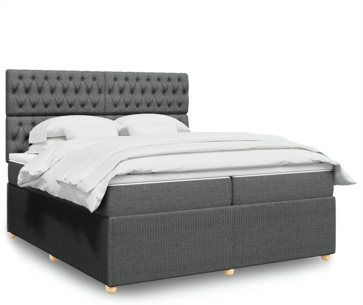 vidaXL Boxspringbett mit Matratze Dunkelgrau 200x200 cm Stoff 3294471 Bild 1