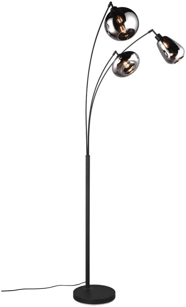 meineWunschleuchte LED Stehlampe, Dimmfunktion, LED wechselbar, Warmweiß, große Designer Leselampe dimmbar, schwarz, Kugel Rauchglas Höhe 200cm Bild 1