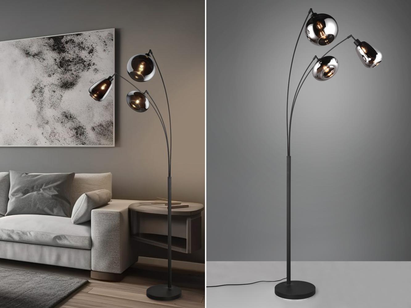 LED Stehleuchte Lampenschirm Glas Chrom bedampft, Höhe 200cm Bild 1