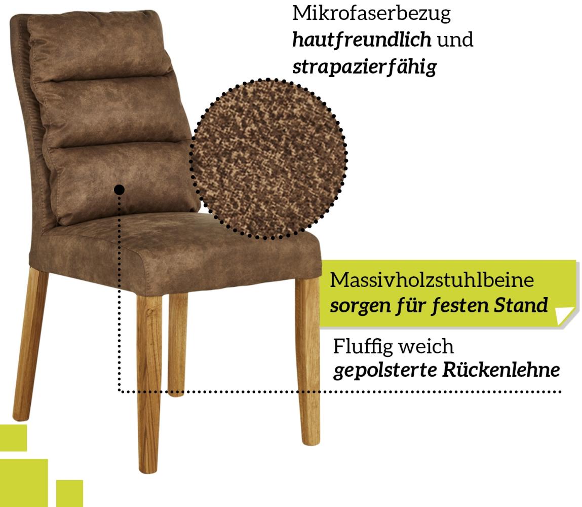 smart 6er Set Esszimmerstühle Bezug aus Mikrofaser Wildlederoptik braun | Stuhlbeine aus Massivholz Buche lackiert - Küchenstuhl, Wohnzimmerstuhl, Polsterstuhl ideal für Esszimmer, Büro Bild 1