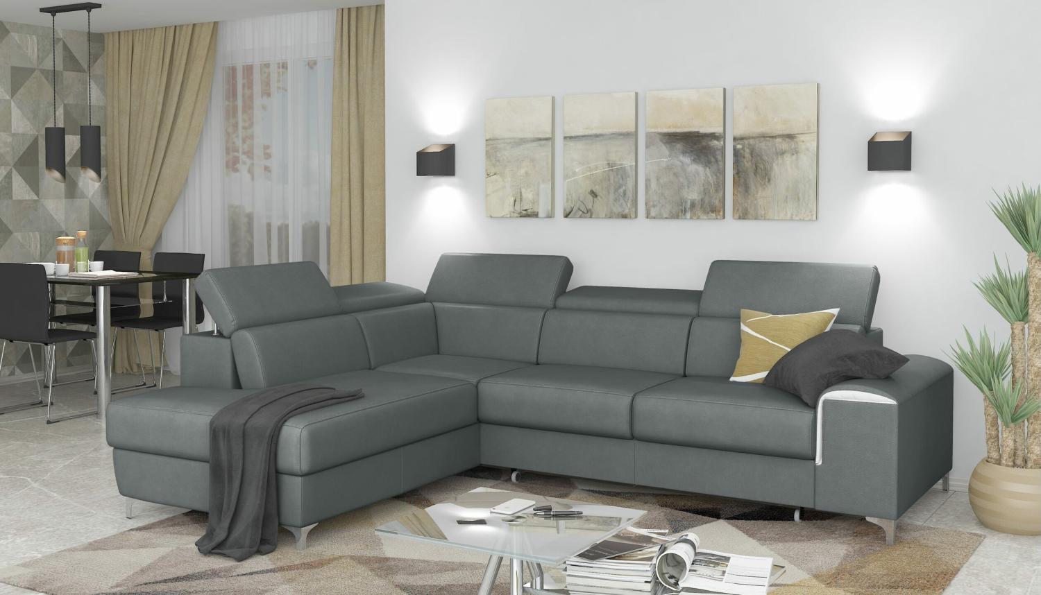 Stylefy Caio Ecksofa Grau Kunstleder Bild 1