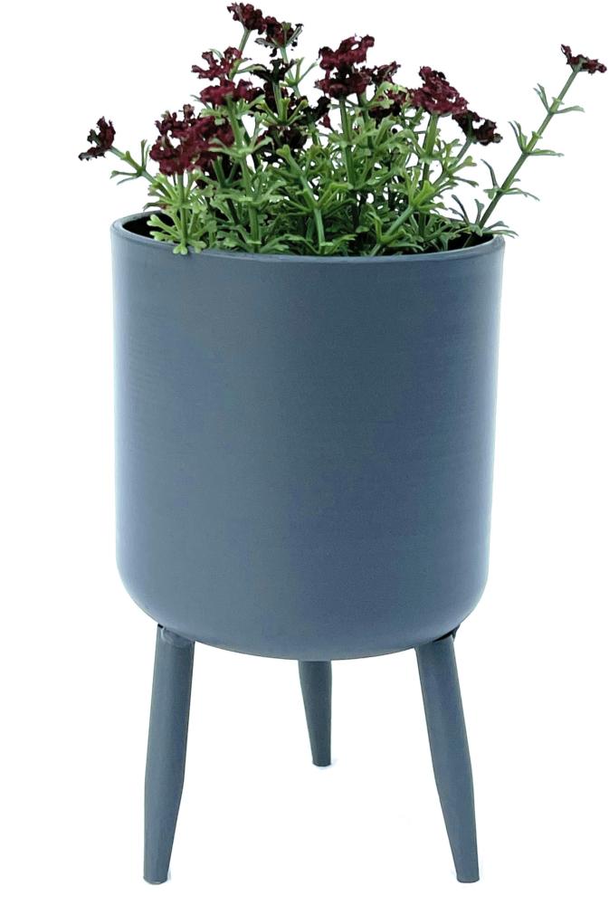 DanDiBo Blumentopf mit Füßen Pflanztopf Blumenkübel mit Beinen Metall Grau 17 cm 96260 S Modern Pflanzenständer Bild 1