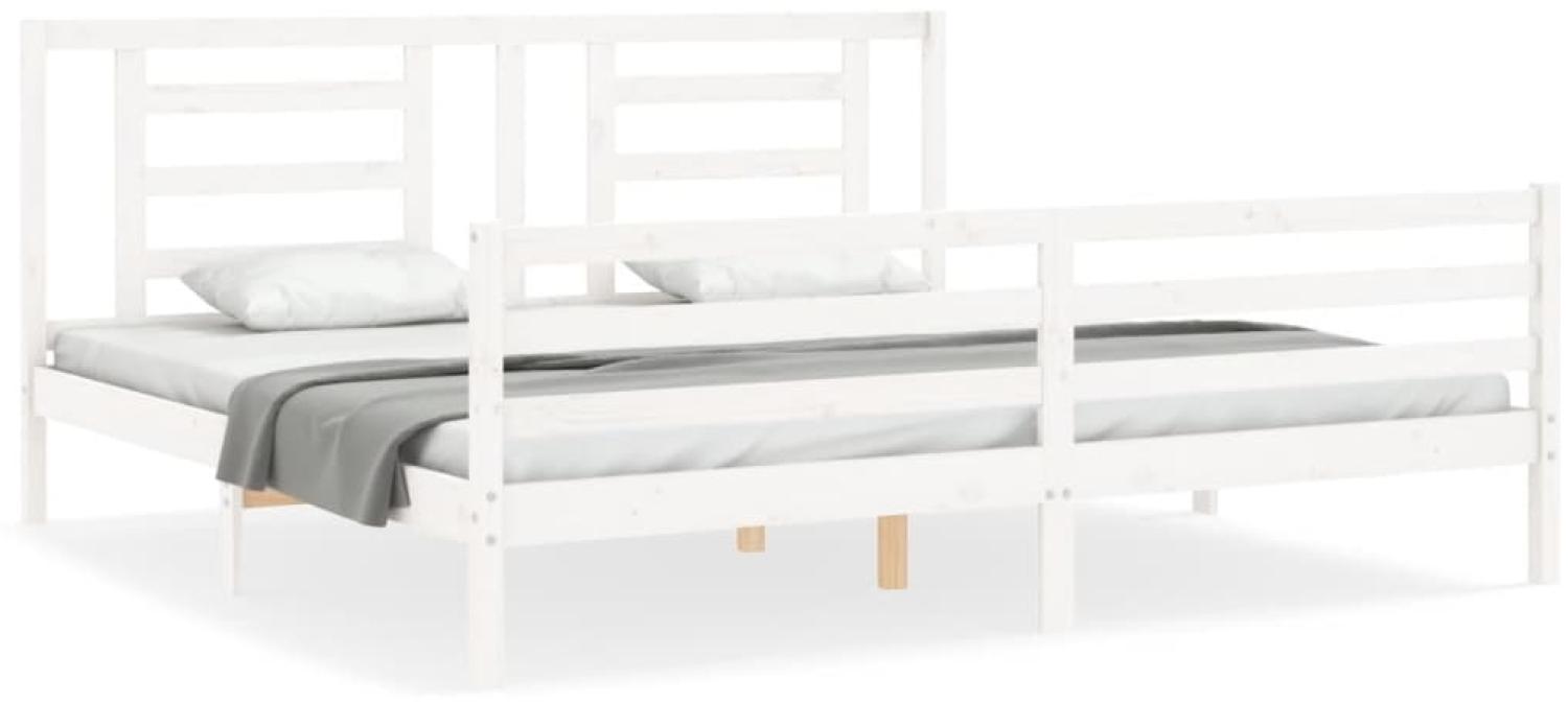 vidaXL Massivholzbett mit Kopfteil Weiß 200x200 cm 3194722 Bild 1