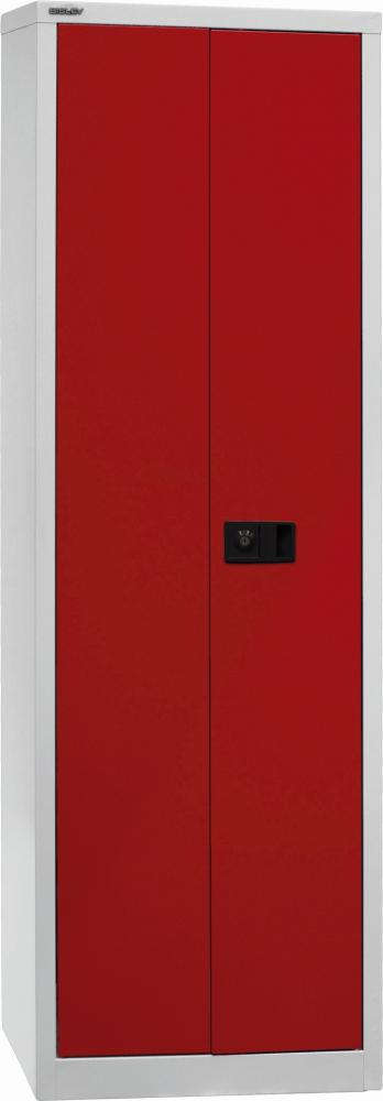 BISLEY Flügeltürenschrank Universal, 4 Fachböden, 5 OH, B 600 mm, Stahl, 506 Korpus Lichtgrau, Fronten Kardinalrot, 40 x 60 x 195 cm Bild 1