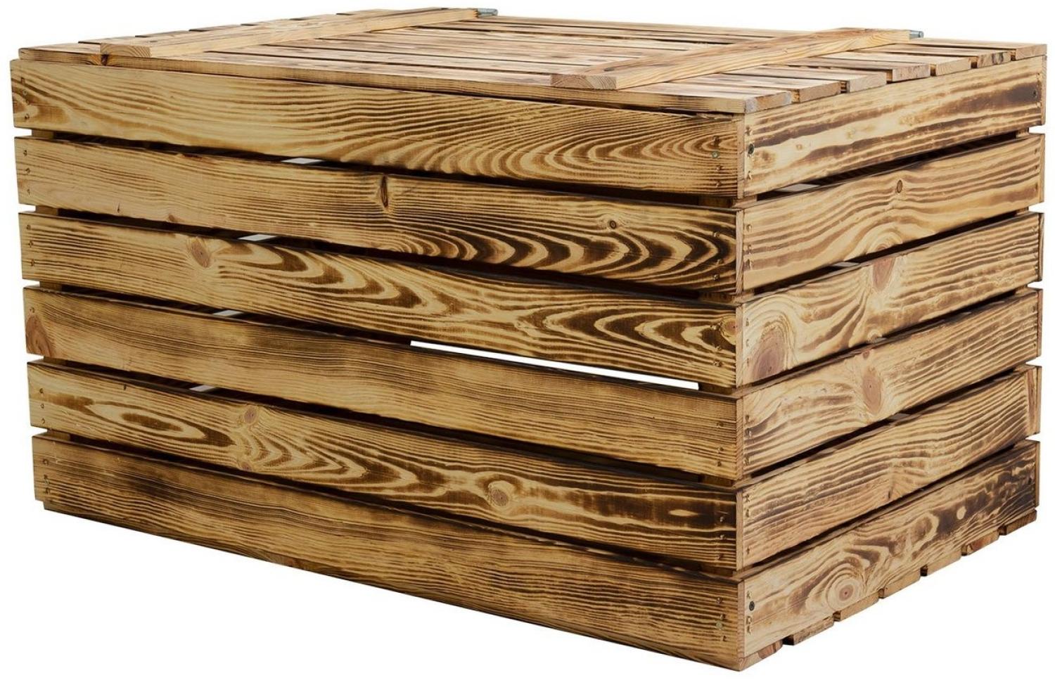 Kistenkolli Altes Land Allzweckkiste Grosse Holztruhe 80er geflammt mit Deckel 80x50x39cm (Spar-Set) Bild 1