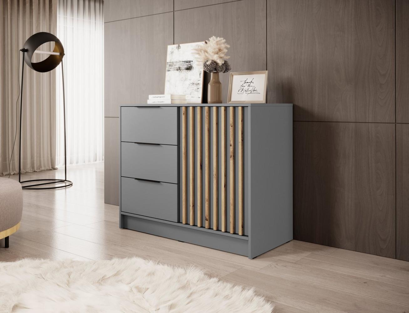 Compleo Kommode Kommode LISA, Sideboard mit Lamellen, drei Schubladen Bild 1