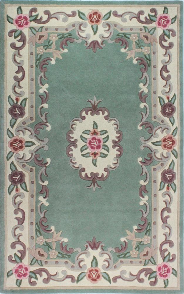 Kadima Design Traditioneller Wollteppich "Beauly" mit Handgeschnitzten Details. Farbe: Grün-Beige, 120x180 cm Bild 1