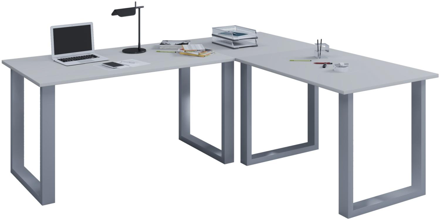 Eckschreibtisch Computer Schreibtisch Arbeitstisch PC Tisch Bürotisch grau Bild 1