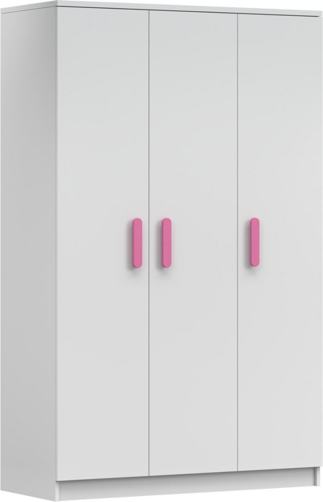 Deine Möbel 24 Kinderkleiderschrank INGE 19 in Weiß / Weiß + Grau / Weiß + Eiche Sonoma Jugendzimmer (Griffe in Rosa/Blau/Grün/Weiß/Eiche Sonoma/Grau) Bild 1