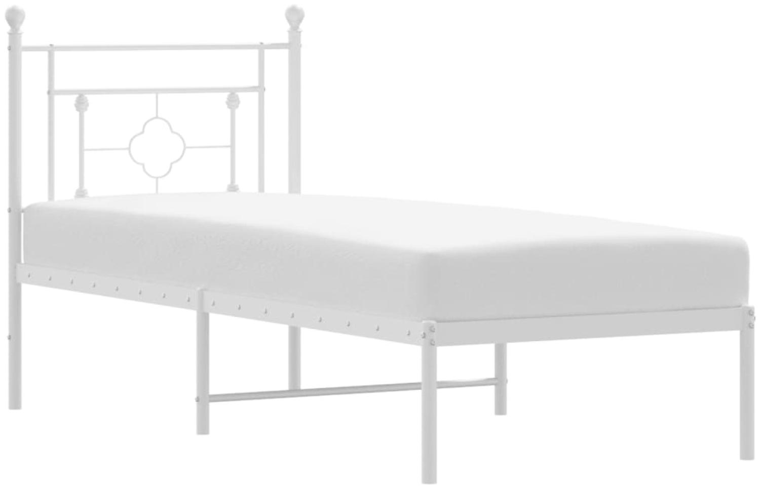 vidaXL Metallbett ohne Matratze mit Kopfteil Weiß 75x190 cm 374378 Bild 1
