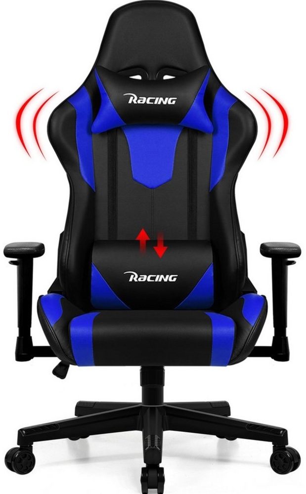 Adormii Gaming-Stuhl Gaming Stuhl ergonomisch Gaming Chair Bürostuhl verstellbare (Gaming Stuhl mit verstellbaren Lendenkissen, Armlehne und Kopfstütze, Gamer Stuhl Bequeme Sitzkissen), gepolsterter Gaming-Stuhl, mit Wippfunktion, bis 150 kg Belastbarkeit Bild 1