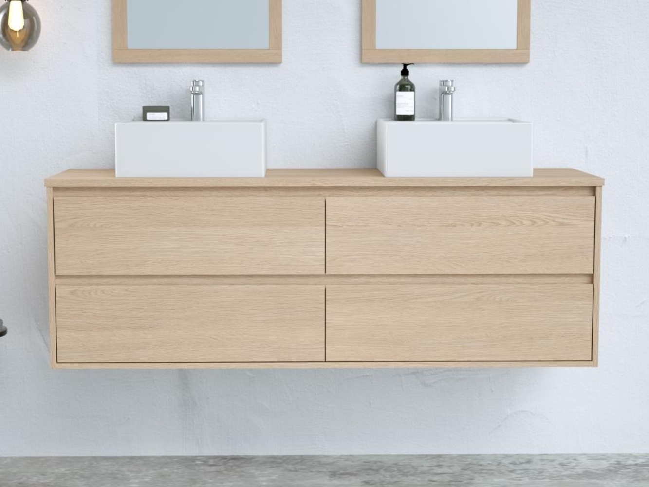 Vente-unique - Waschbeckenunterschrank hängend - Eichenholzfurnier - 150 cm - MILIPAM Bild 1