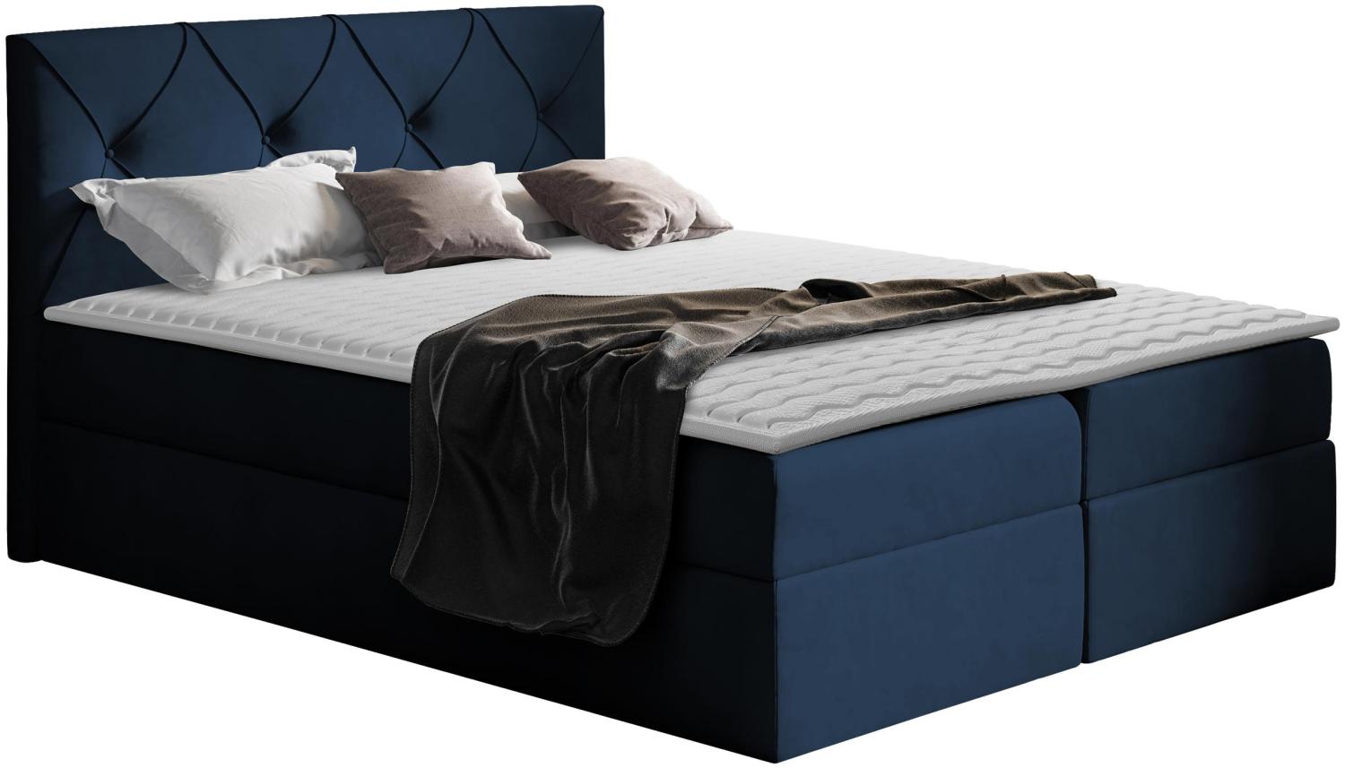 Boxspringbett Nakir, Blau, 140 x 200 cm Bild 1