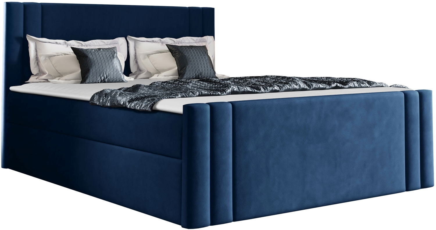 Boxspringbett Harlon, Blau, 160 x 200 cm Bild 1