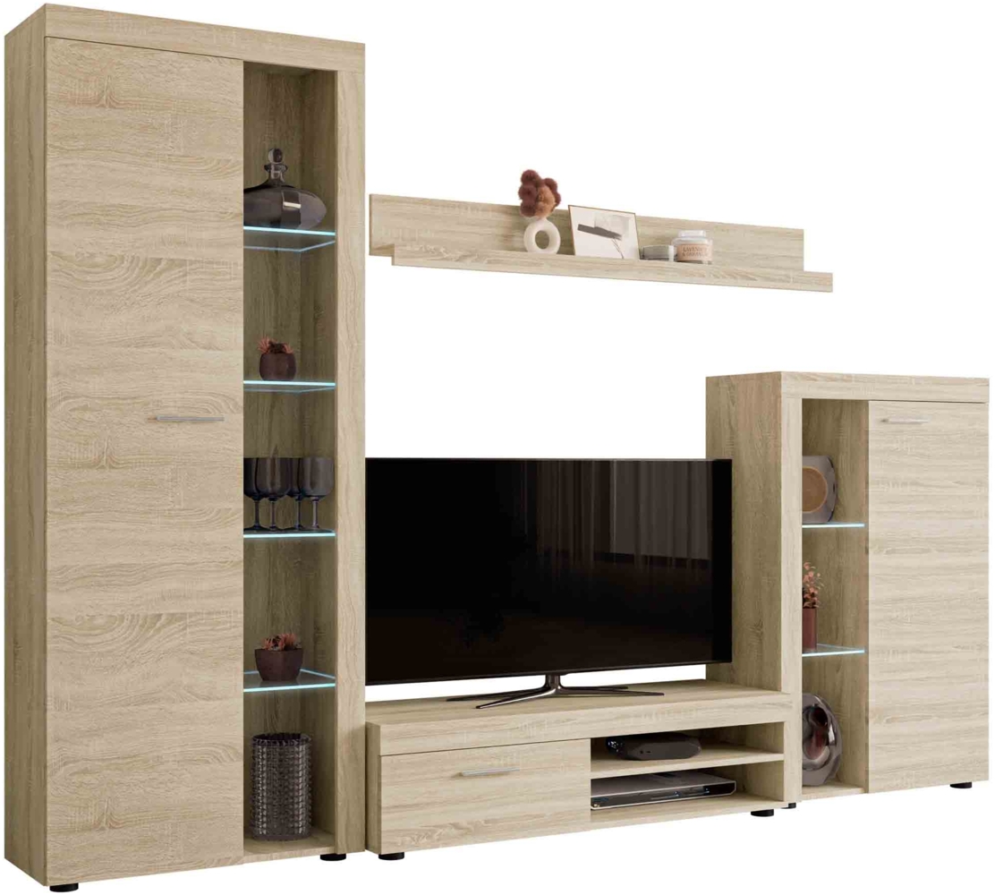Wohnwand Rango (Farbe: Sonoma Eiche, mit LED Beleuchtung) Bild 1
