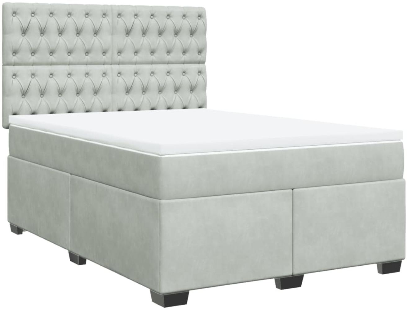 vidaXL Boxspringbett mit Matratze Hellgrau 140x190 cm Samt 3290912 Bild 1