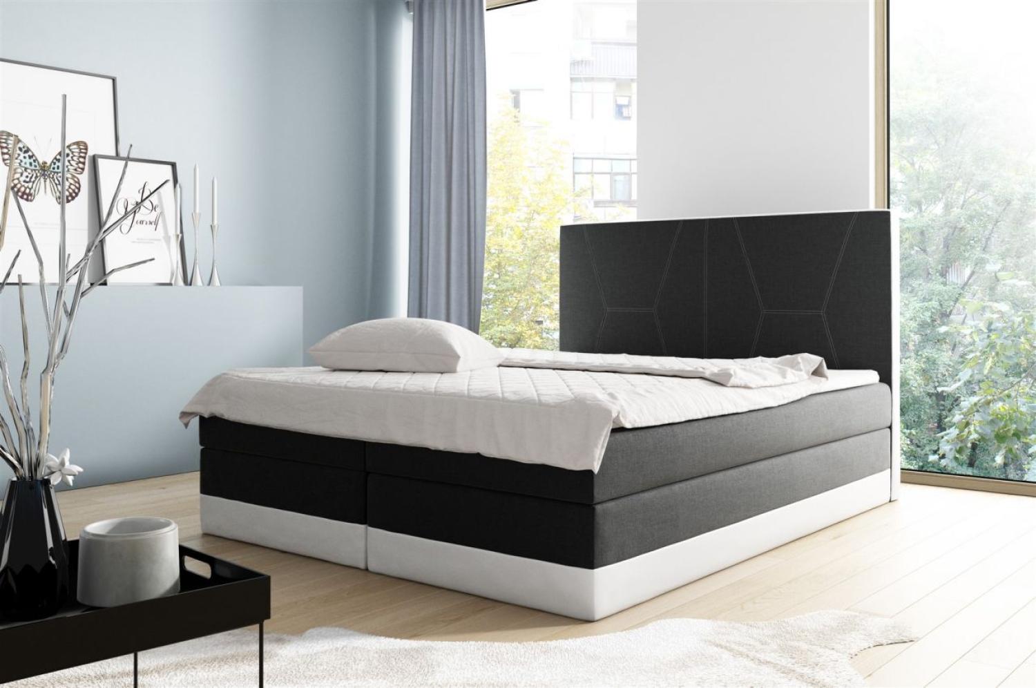 Boxspringbett VELARO 160x200 cm Schwarz-Weiss Bild 1
