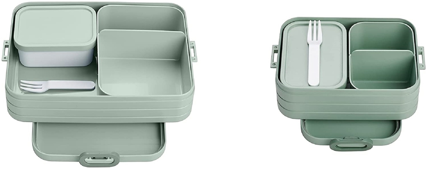 Mepal 2-tlg Bento-Lunchboxen Set Klein/Groß Take A – Brotdose mit Fächern, geeignet für bis zu 4 BZW. 8 Butterbrote, TPE/pp/abs, 0 mm Nordic Sage Bild 1