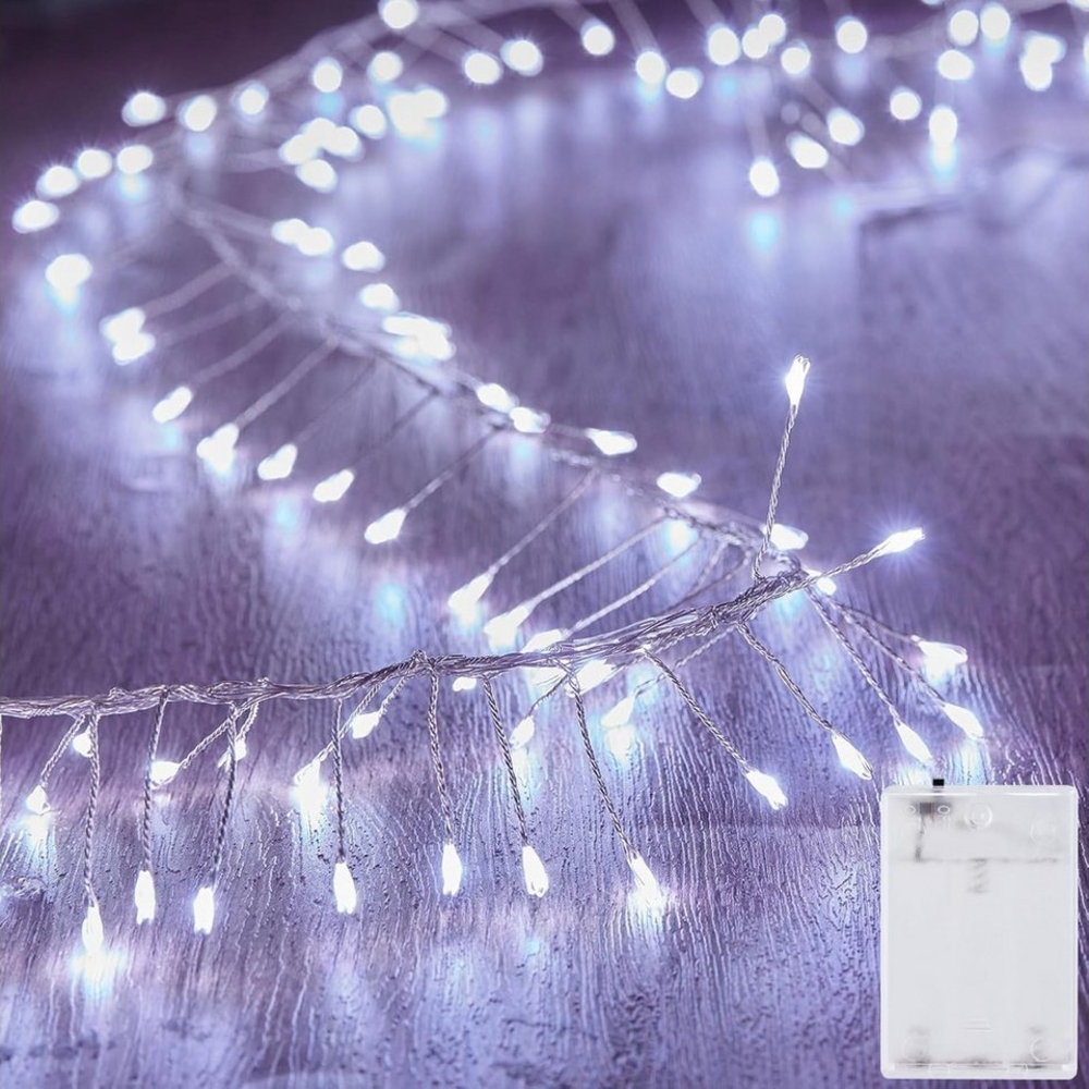 Jibenhome LED-Lichterkette Cluster Leuchtdraht Büschel Lichterbündel 300cm 120LEDs Lichtvorhang, DIY LED Kupferkabel Feuerwerkskörper Batterie Weihnachtsdekor Bild 1