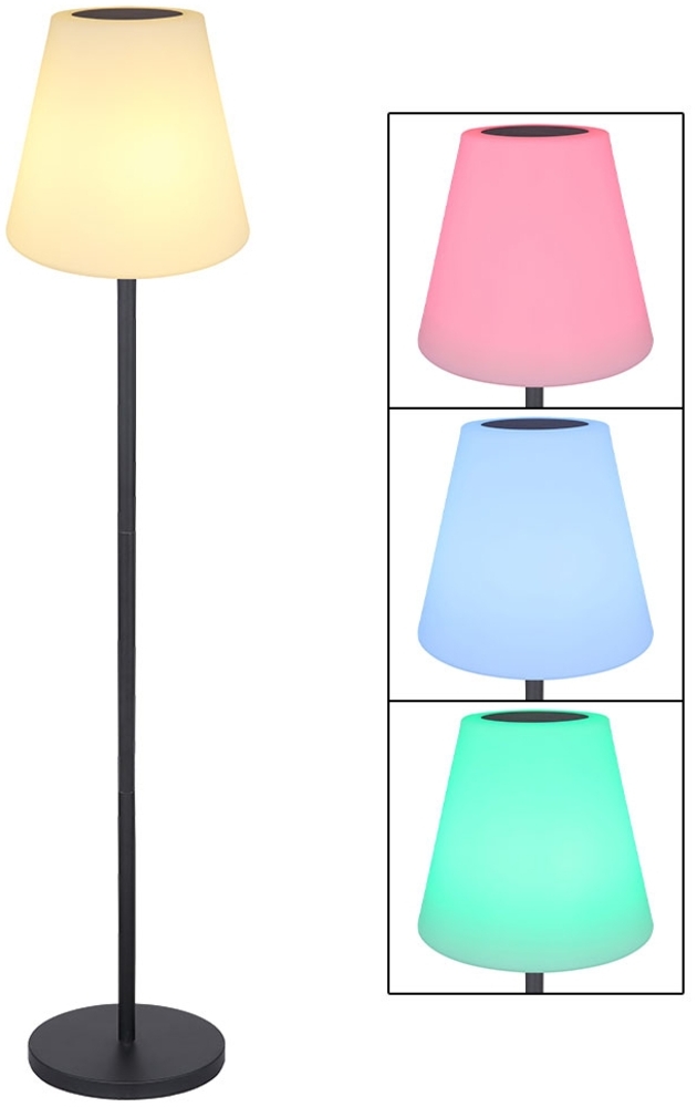 RGB LED Solar Stehleuchte, schwarz, weiß, Farbwechsel, H 150 cm Bild 1