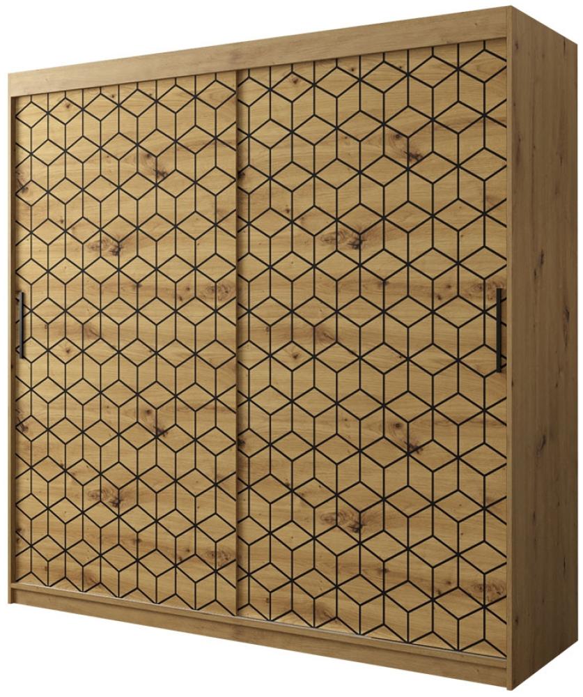 Kleiderschrank Nerter I 200 (Farbe: Artisan Eiche / Artisan Eiche + Schwarz, Größe: 200 cm, mit Schubladen) Bild 1